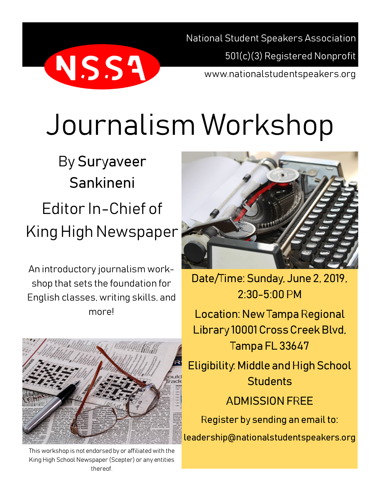 Journalism Workshop Flyer